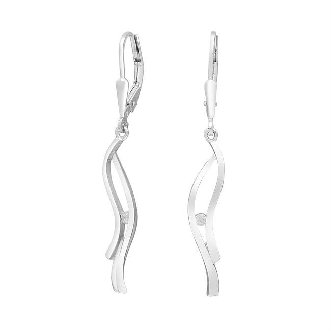 Nordahl Andersen ørehængere i sølv fra Nordahl Jewellery med organisk form og zirkonia.